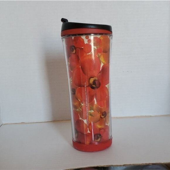Starbucks 2008 Red Floral Poppy Travel Hot Coffee Tumbler Cup Mug 16 Oz Grande - Picture 4 of 16